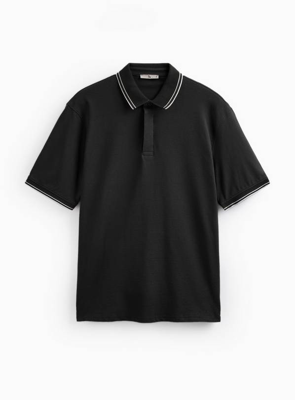 Black Tipped Collar Polo Shirt XL