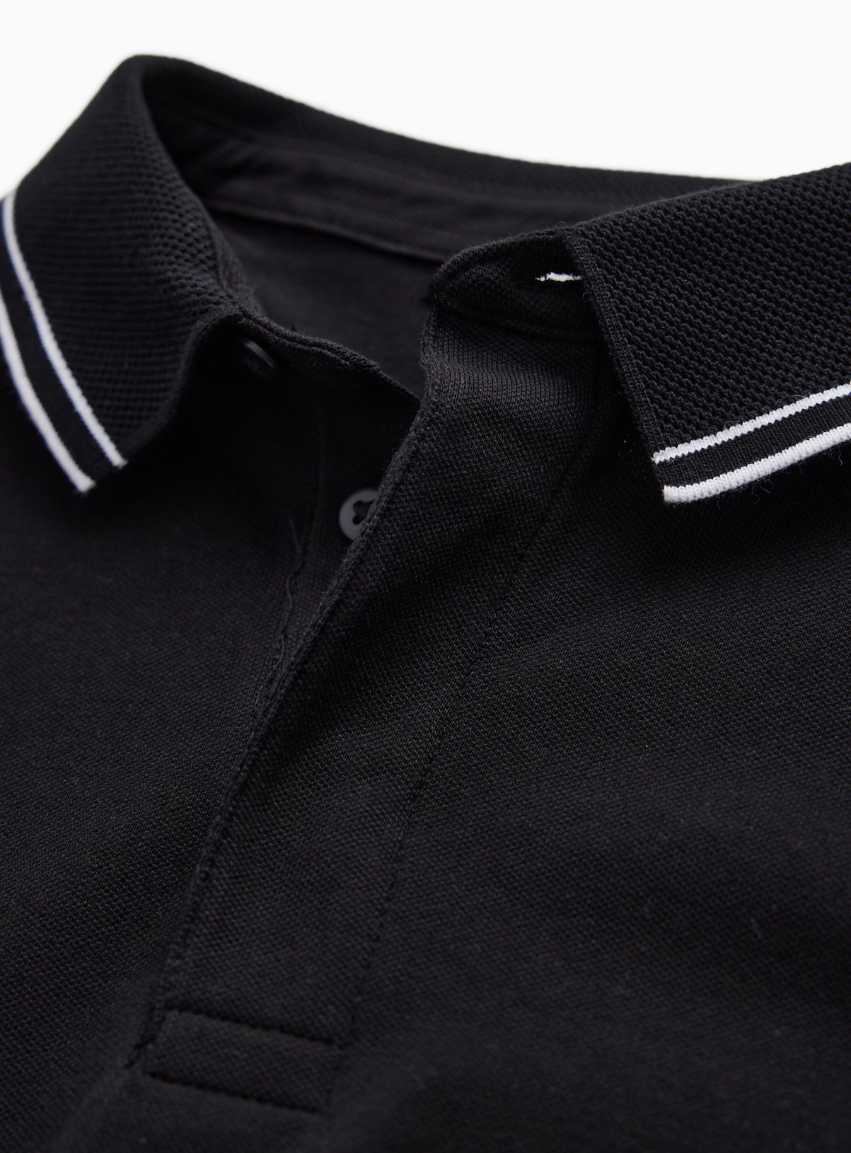 Black Tipped Collar Polo Shirt S - Image 4 thumbnail