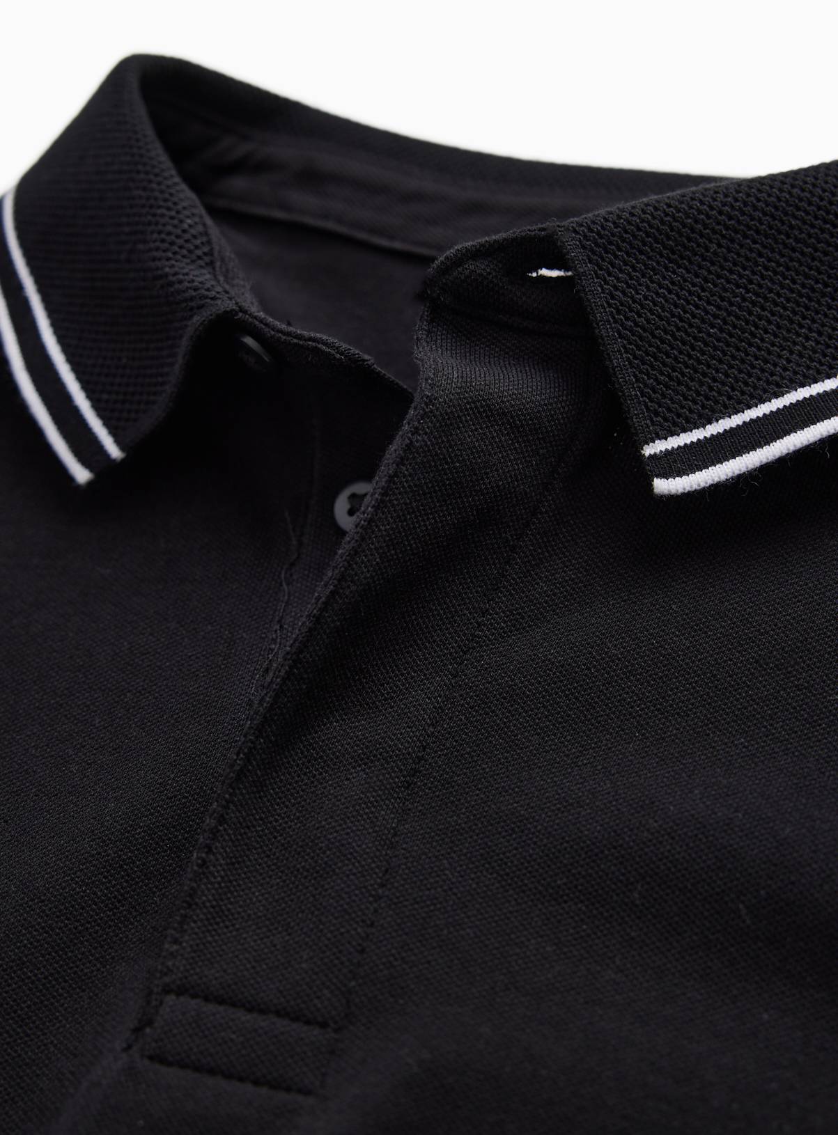 Black Tipped Collar Polo Shirt S - Image 4