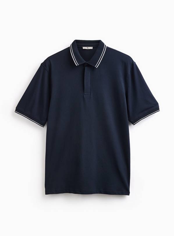 Navy Tipped Collar Polo Shirt XXL