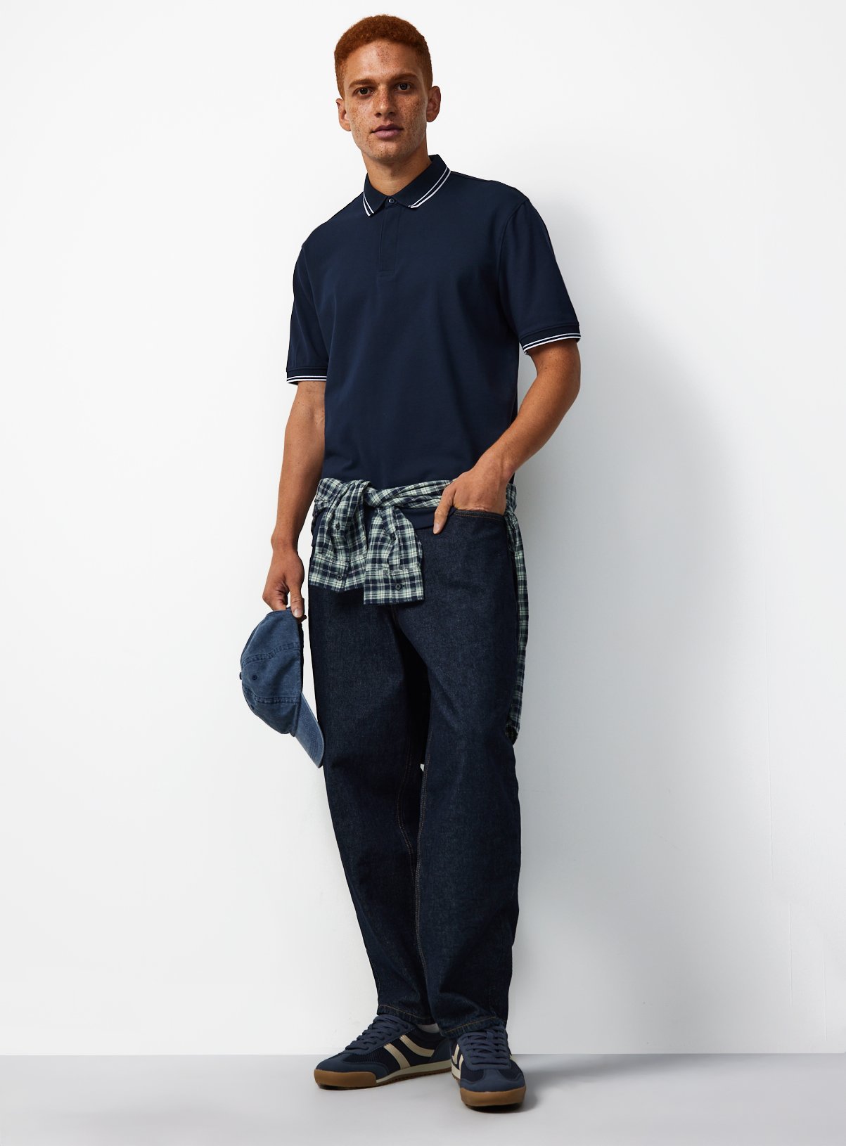 Navy Tipped Collar Polo Shirt XXXL - Image 2 thumbnail
