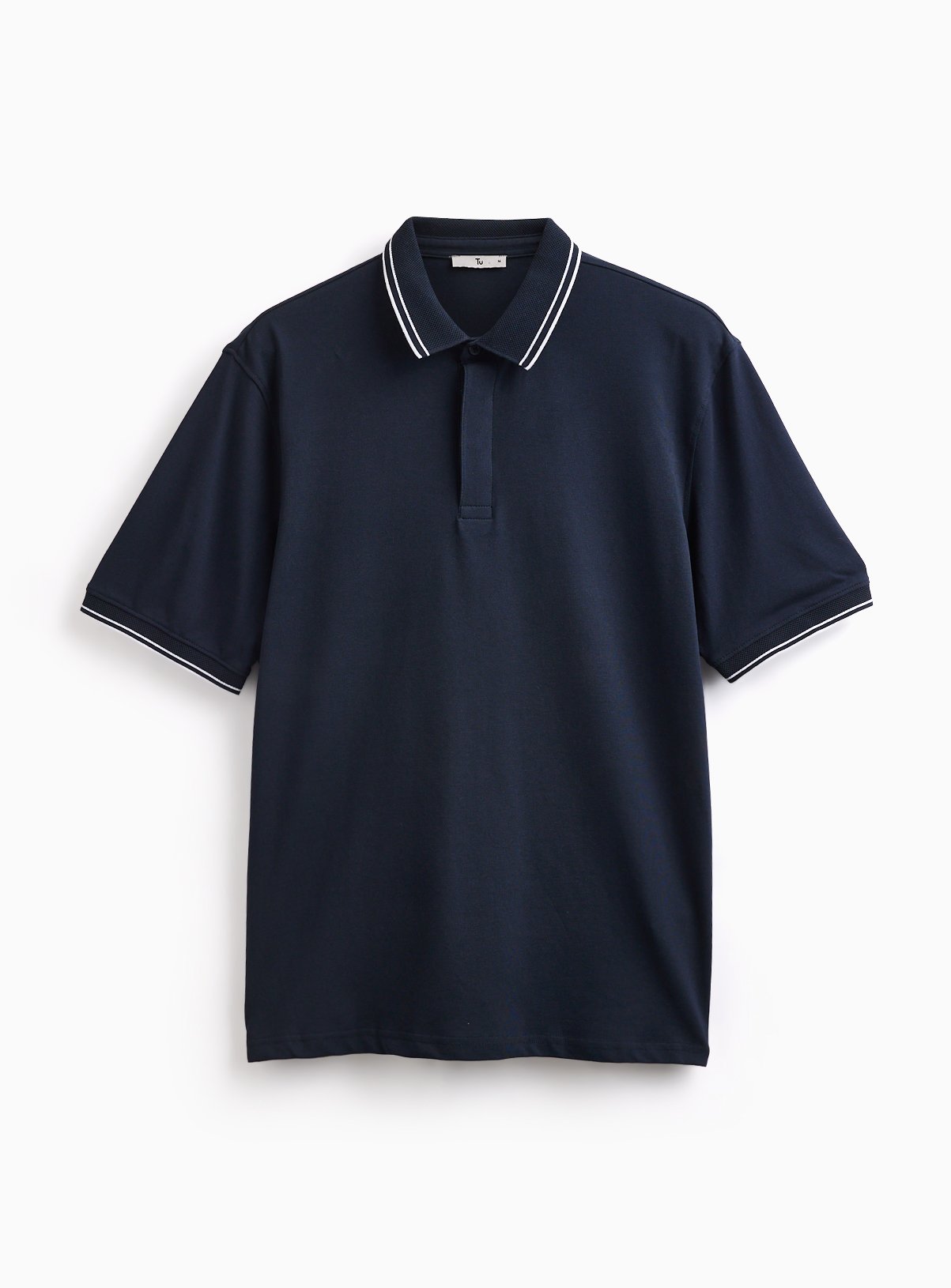 Navy Tipped Collar Polo Shirt XXXL - Image 3 thumbnail