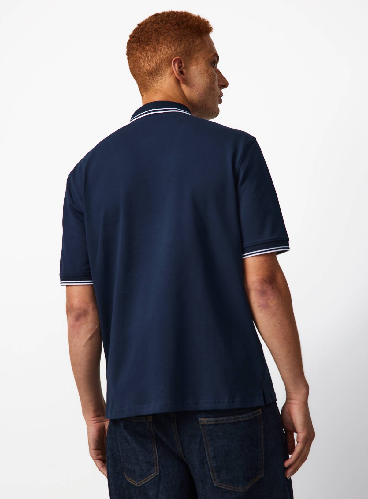 Navy Tipped Collar Polo Shirt XXXL - Image 5