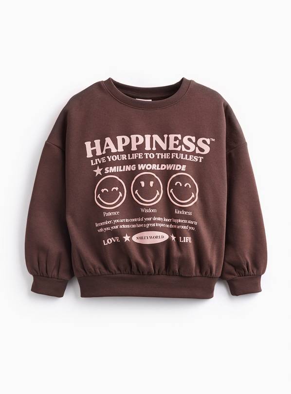 Brown Happiness Graphic Sweatshirt 7 years