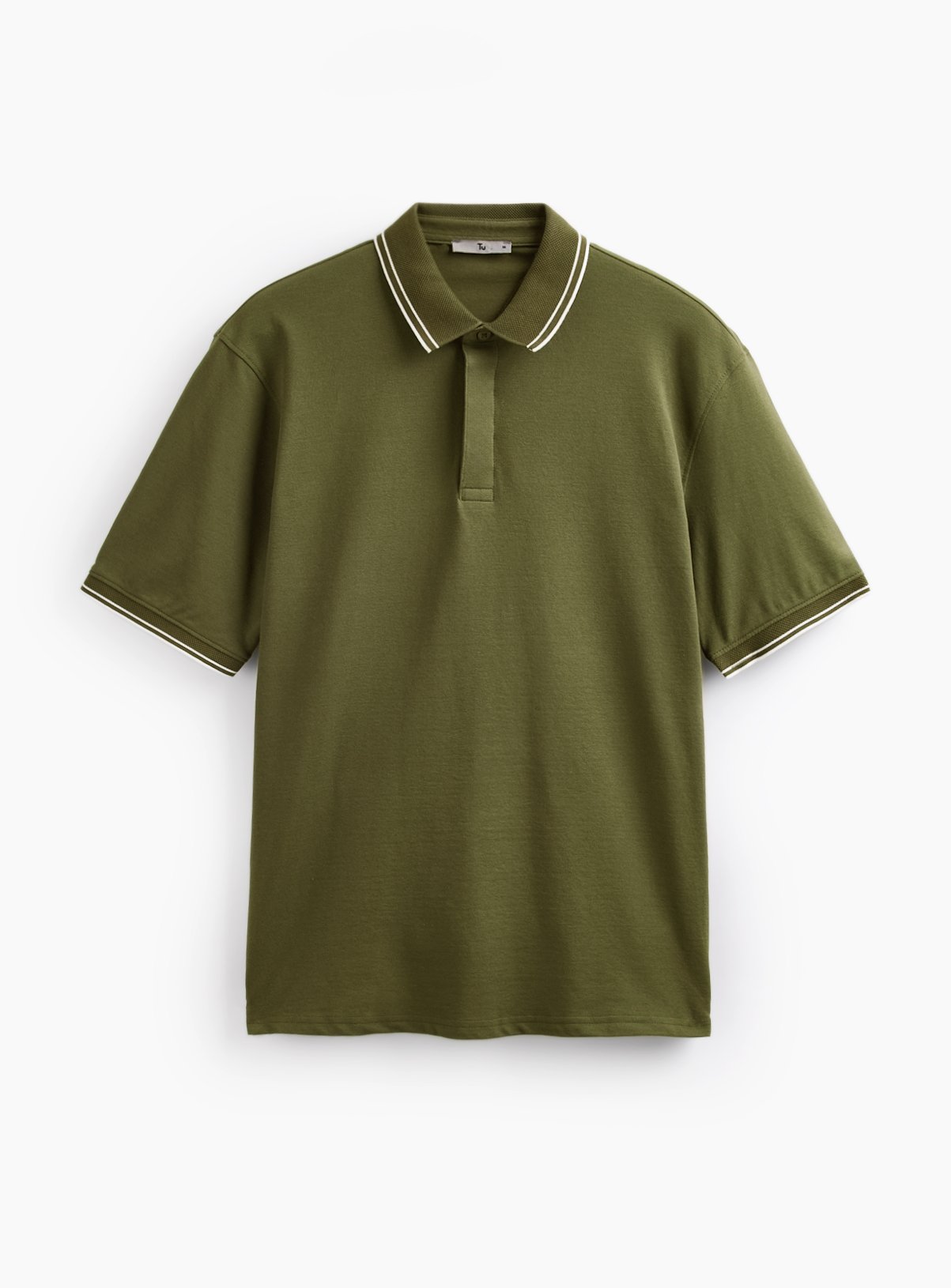 Khaki Tipped Collar Polo Shirt XXL - Image 3 thumbnail
