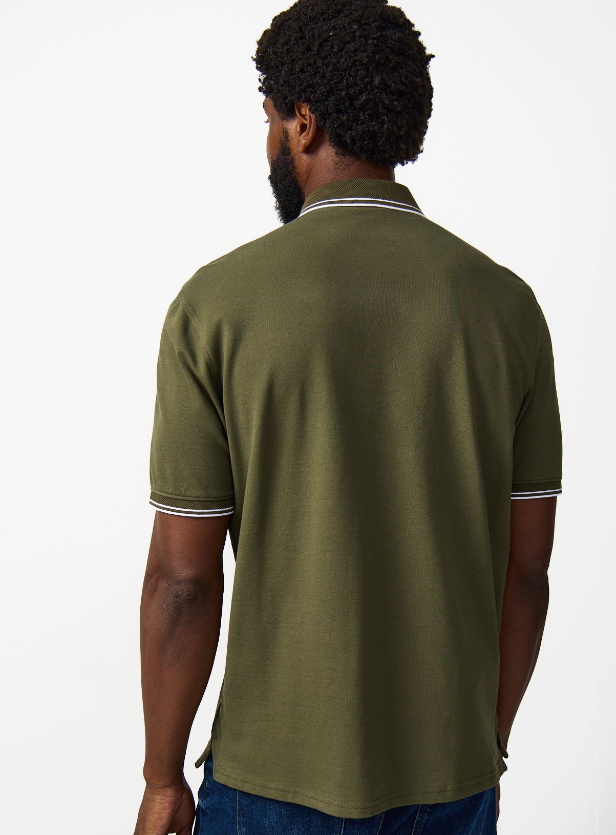 Khaki Tipped Collar Polo Shirt XXL - Image 5 thumbnail