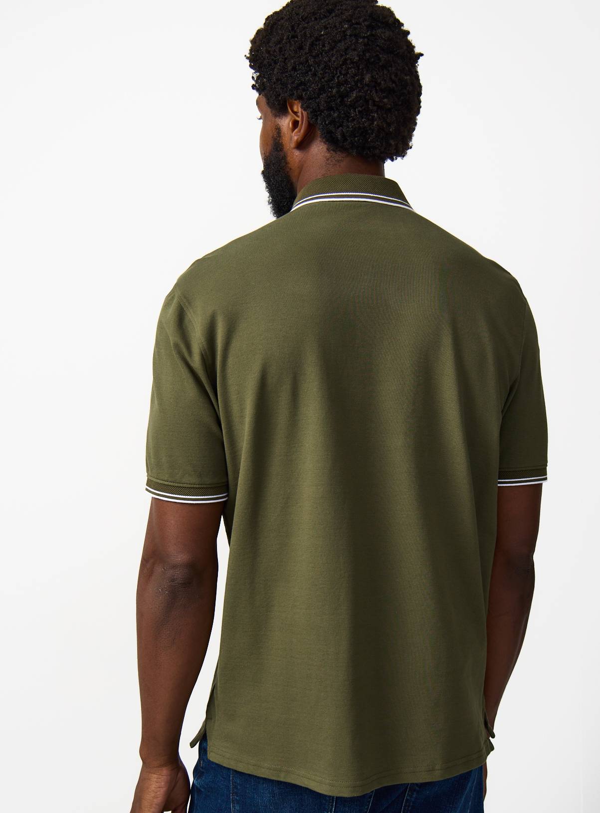 Khaki Tipped Collar Polo Shirt XXL - Image 5
