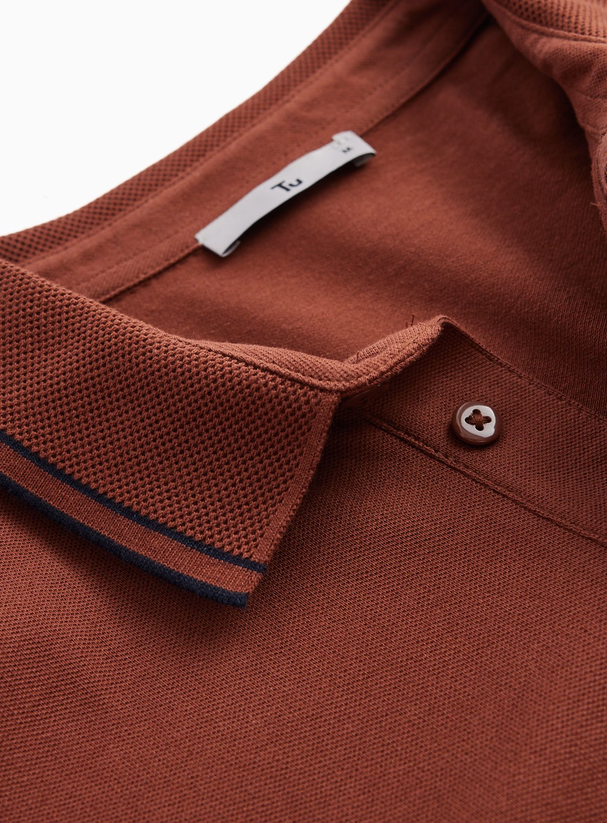 Orange Tipped Collar Polo Shirt S - Image 4 thumbnail