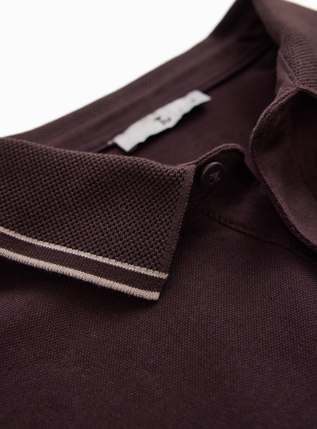 Brown Tipped Collar Polo Shirt L - Image 4