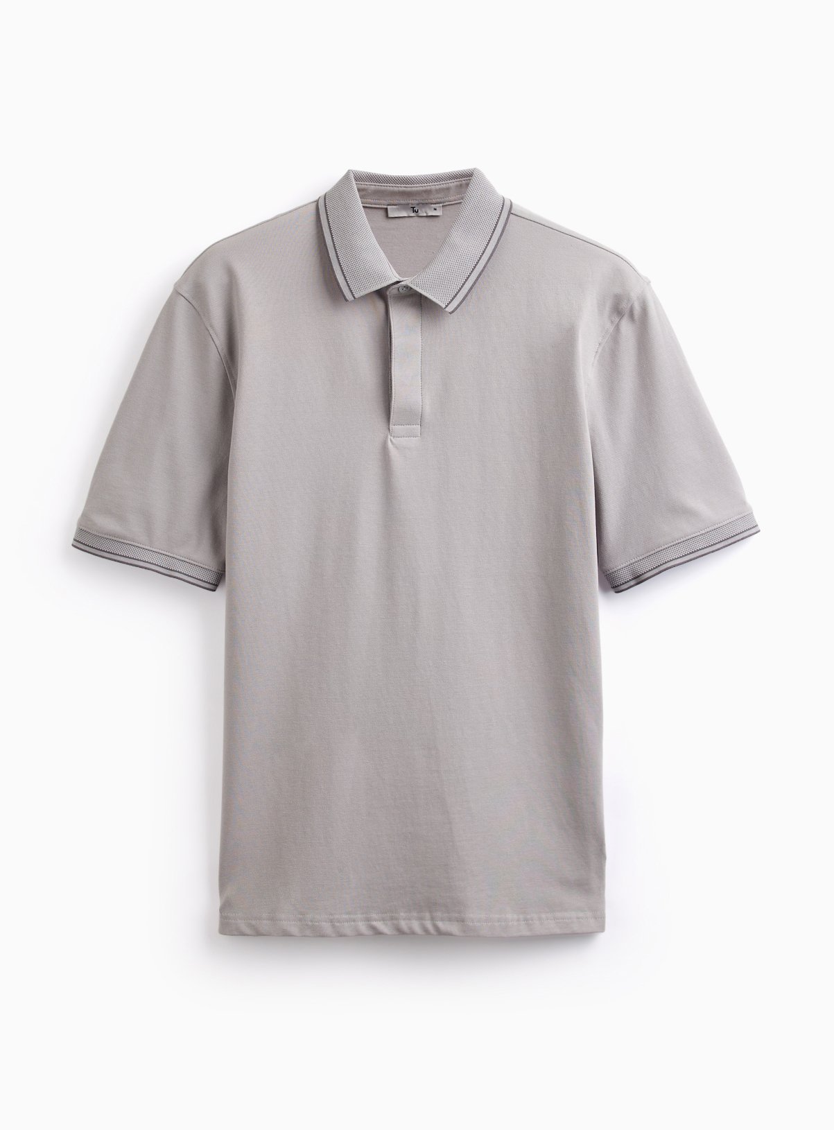 Grey Tipped Collar Polo Shirt M - Image 3 thumbnail