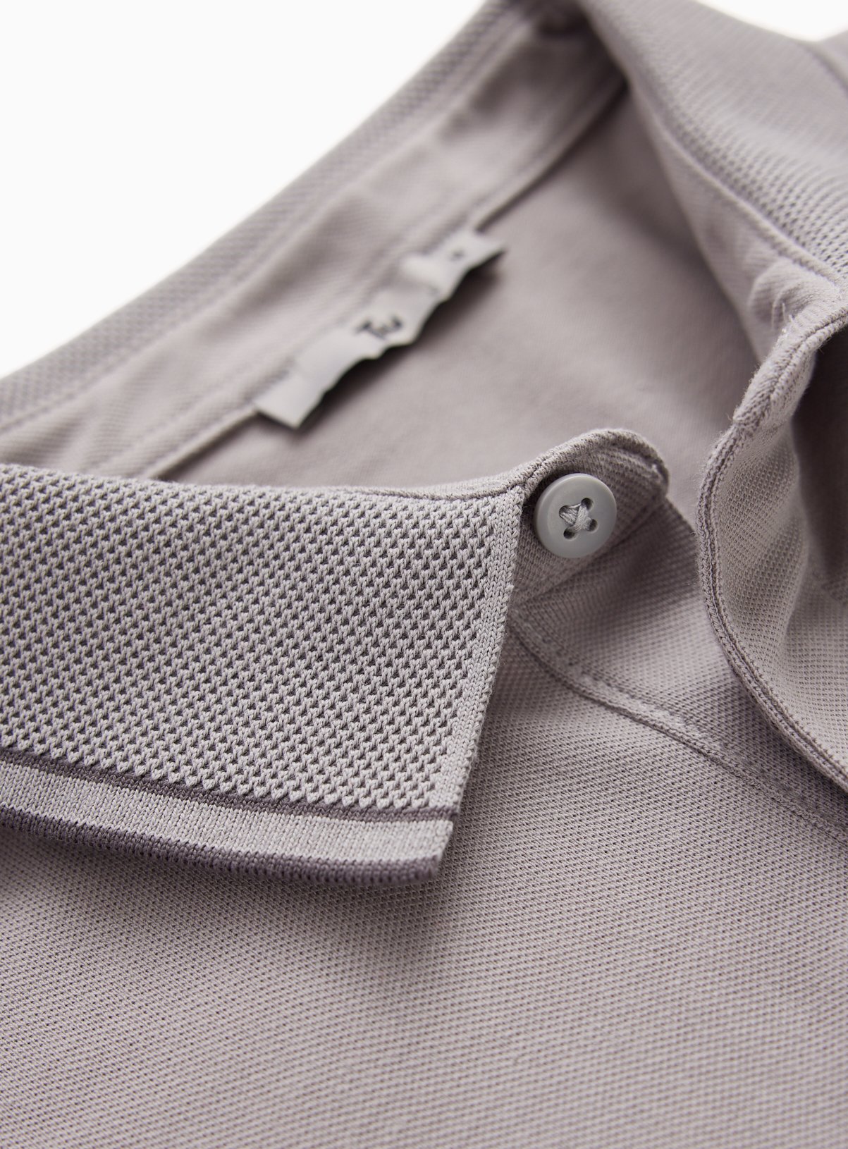 Grey Tipped Collar Polo Shirt M - Image 4 thumbnail