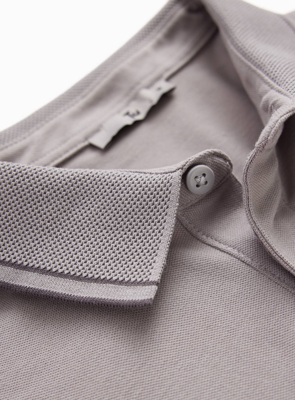 Grey Tipped Collar Polo Shirt M - Image 4