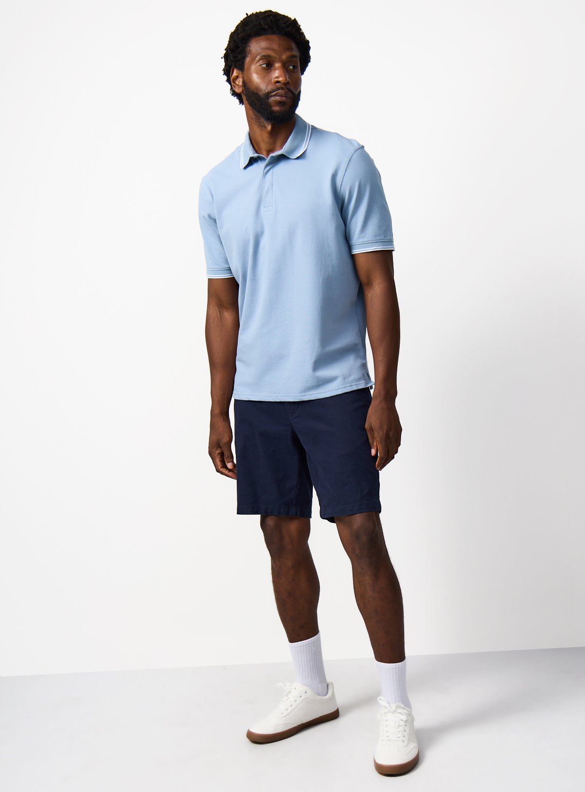 Blue Tipped Collar Polo Shirt XXL - Image 2 thumbnail