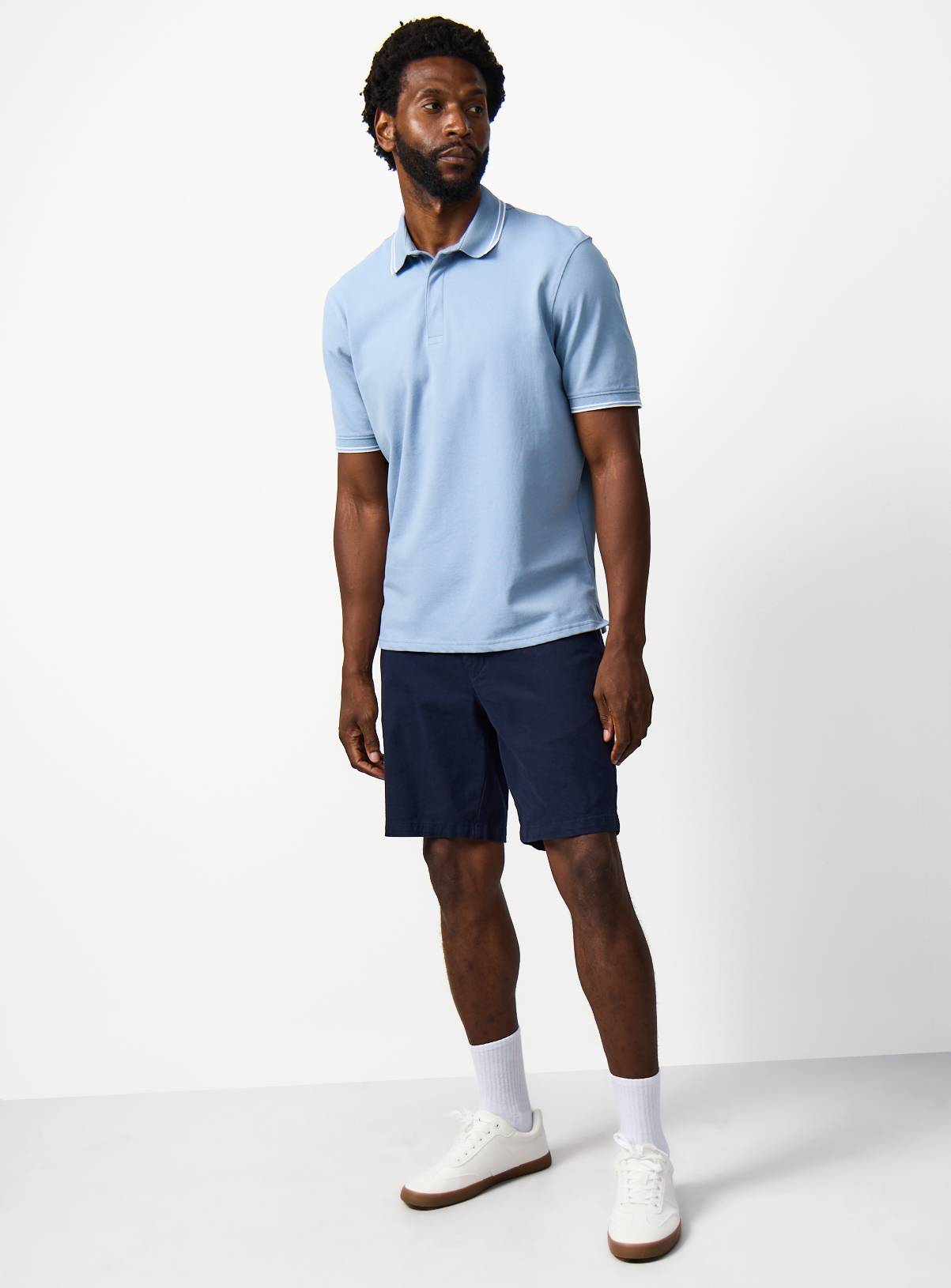Blue Tipped Collar Polo Shirt XXL - Image 2