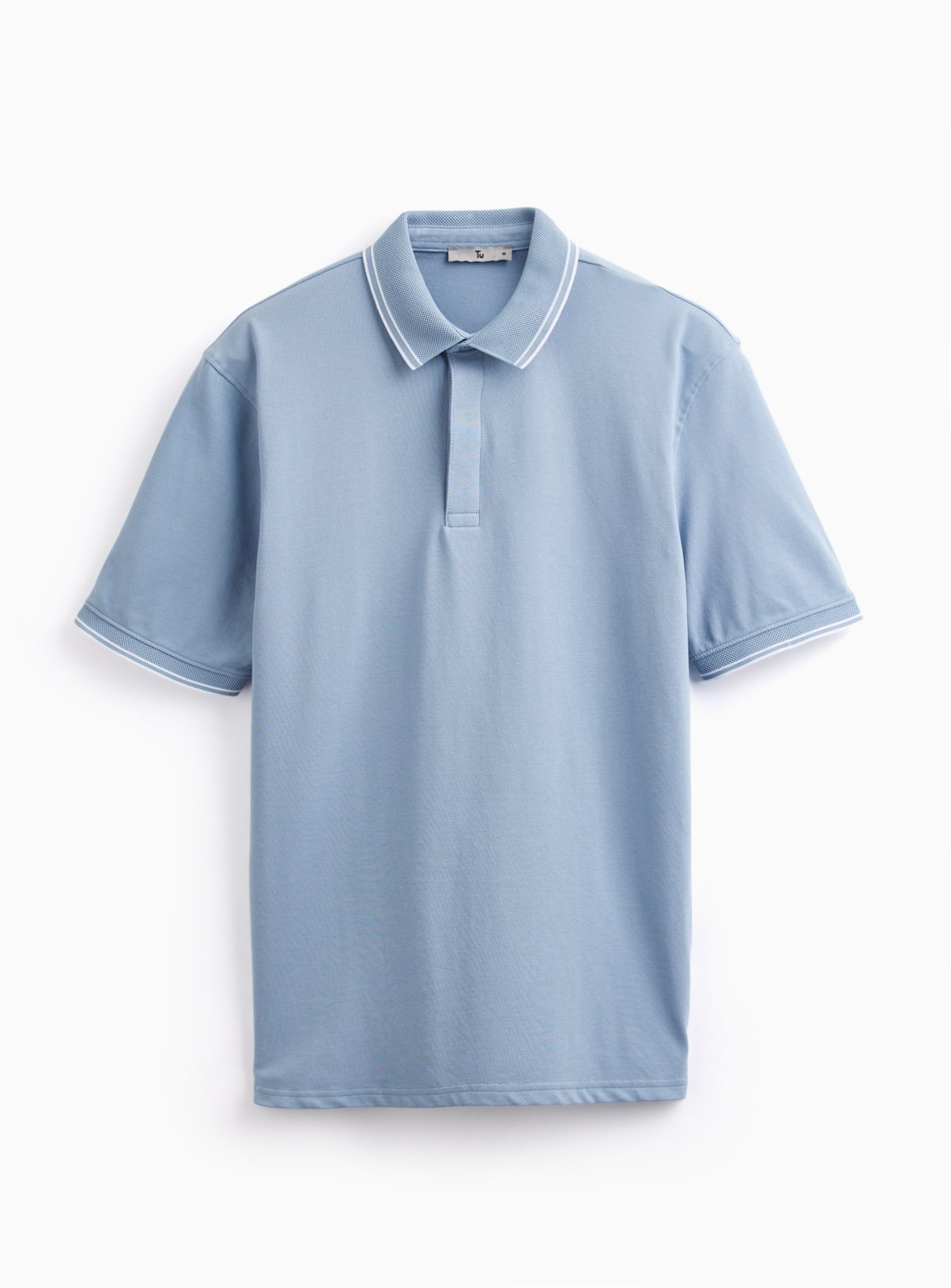 Blue Tipped Collar Polo Shirt XXL - Image 3 thumbnail