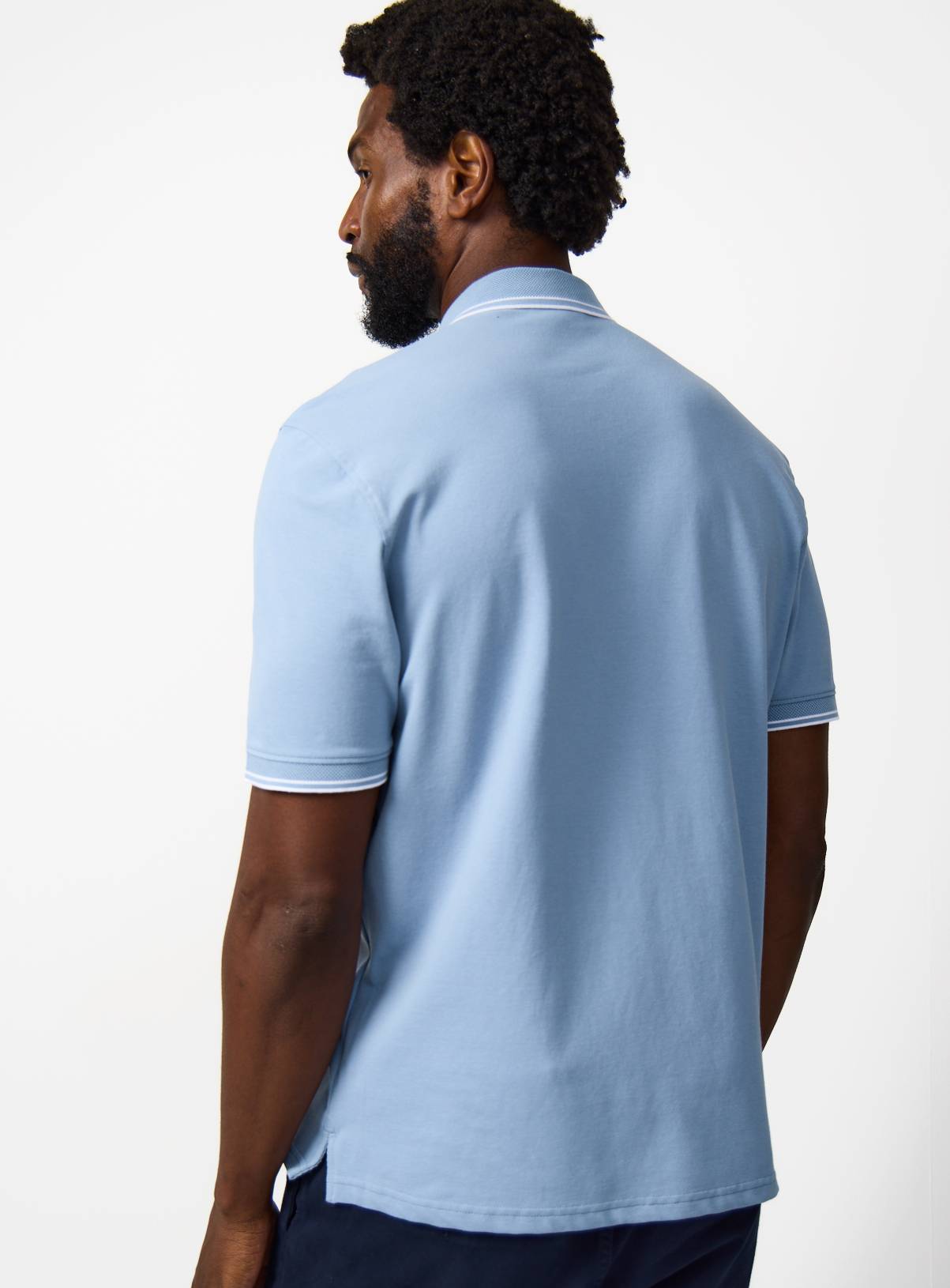 Blue Tipped Collar Polo Shirt XXL - Image 5
