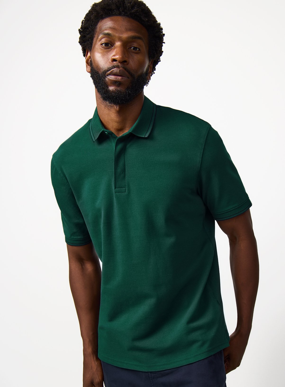 Teal Tipped Collar Polo Shirt XL - Image 1 thumbnail