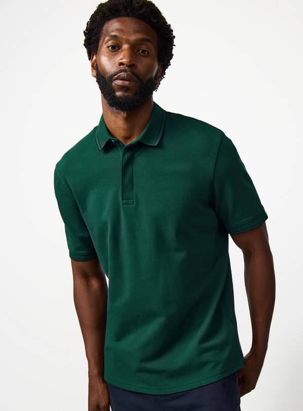 Teal Tipped Collar Polo Shirt XL