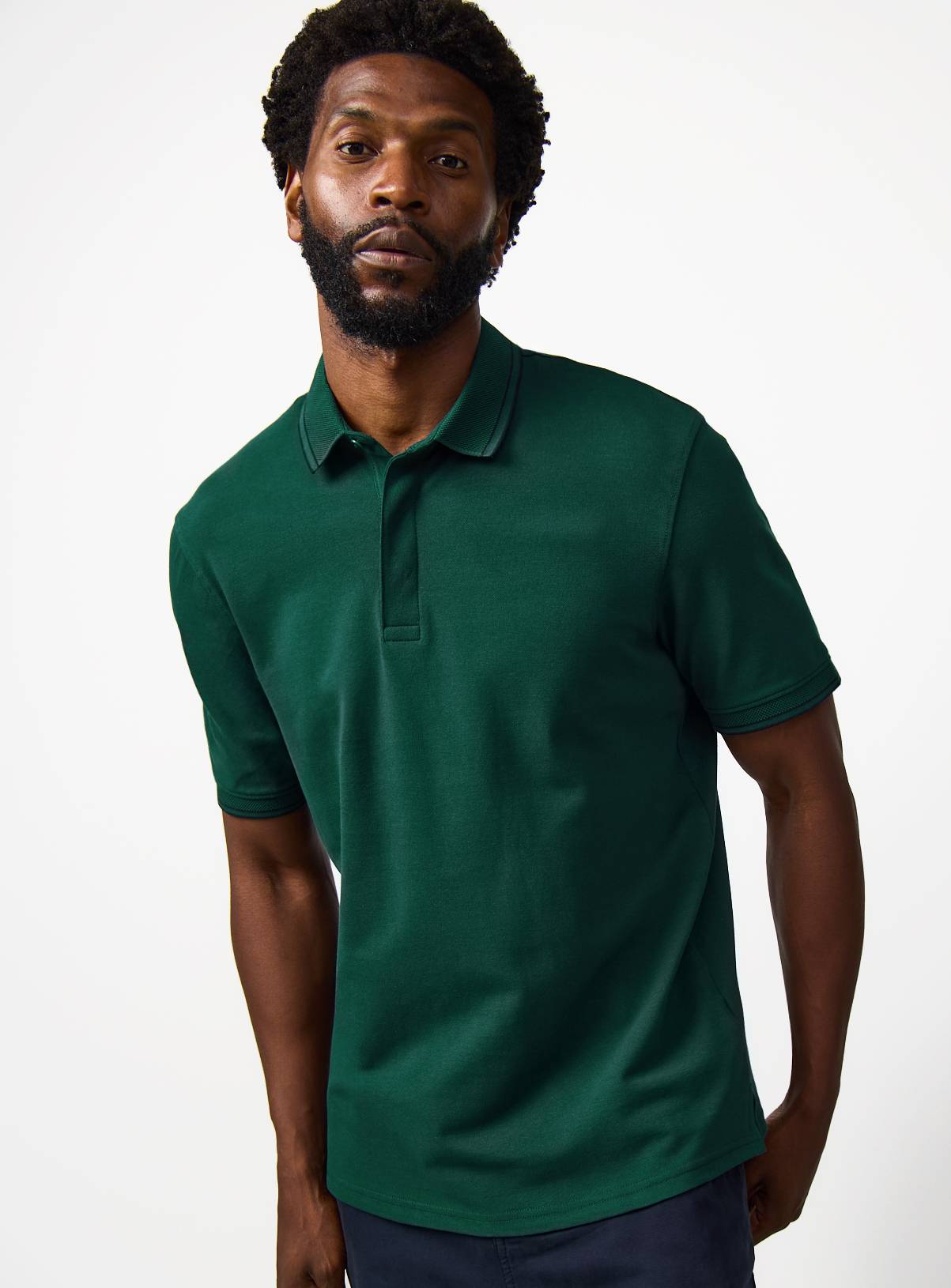 Teal Tipped Collar Polo Shirt XL - Image 1