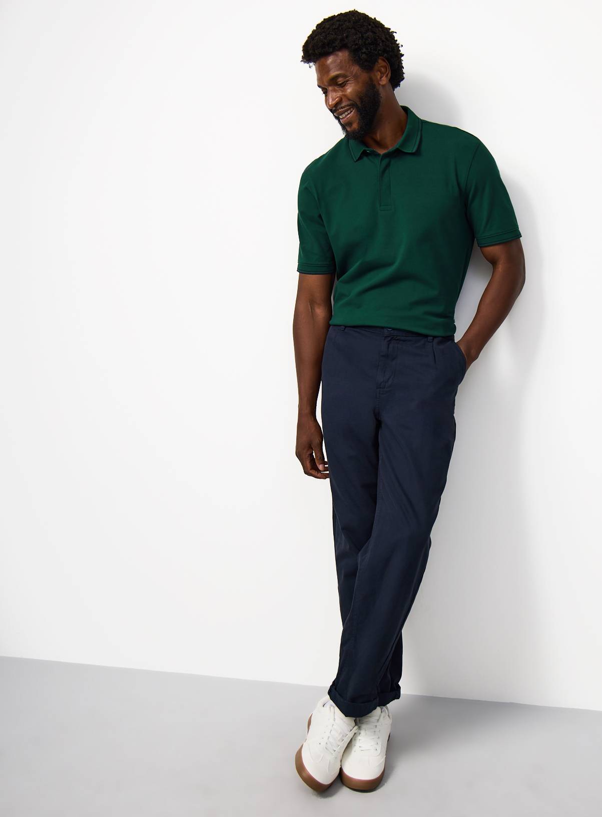 Teal Tipped Collar Polo Shirt XL - Image 2