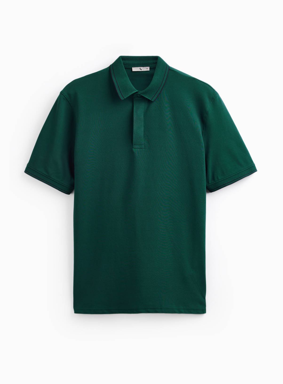 Teal Tipped Collar Polo Shirt XL - Image 3