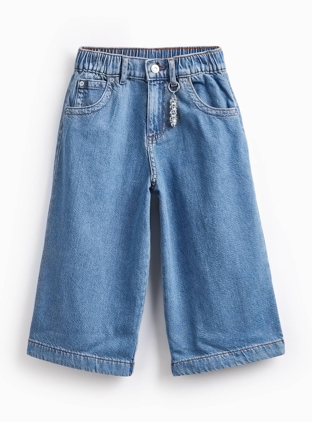 Blue Denim Wide Leg Culotte-Style Jeans 11 years - Image 1