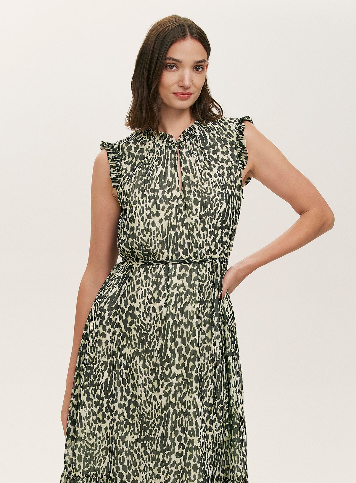 FINERY Rosalind Dress Green Leopard Print 12 - Image 2 thumbnail