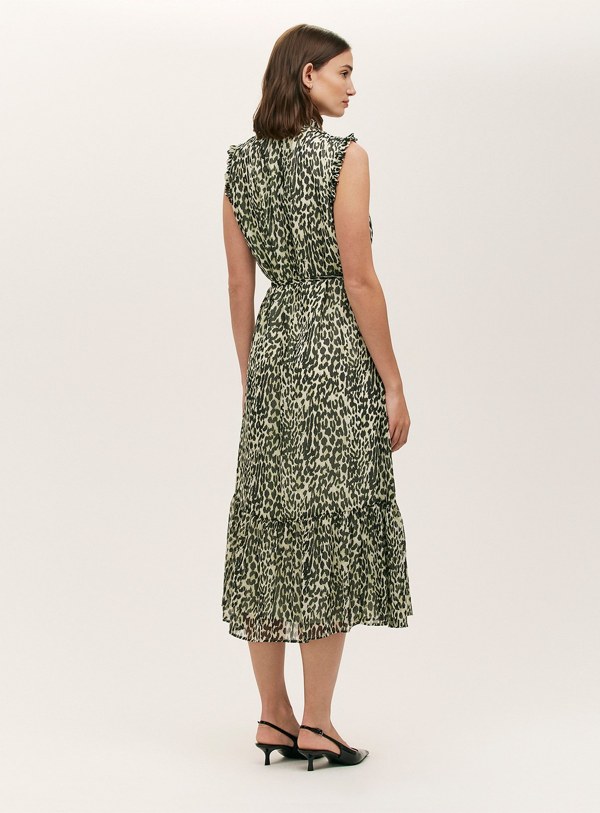 FINERY Rosalind Dress Green Leopard Print 12 - Image 4 thumbnail