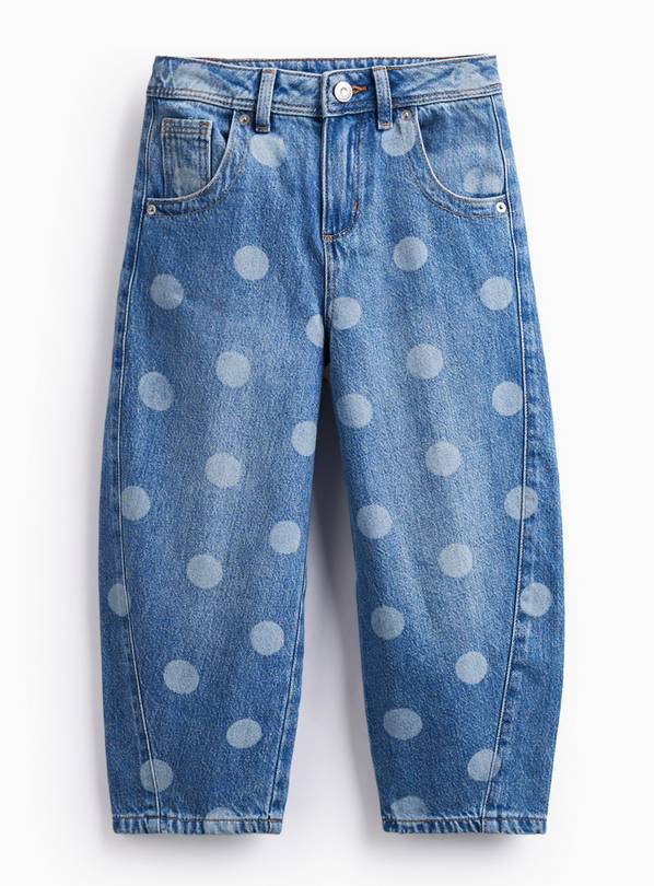 Blue Polka Dot Barrel Leg Denim Jeans 9 years