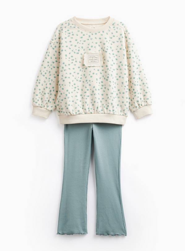 Green Floral Sweatshirt & Flared Legging Set 7-8 years