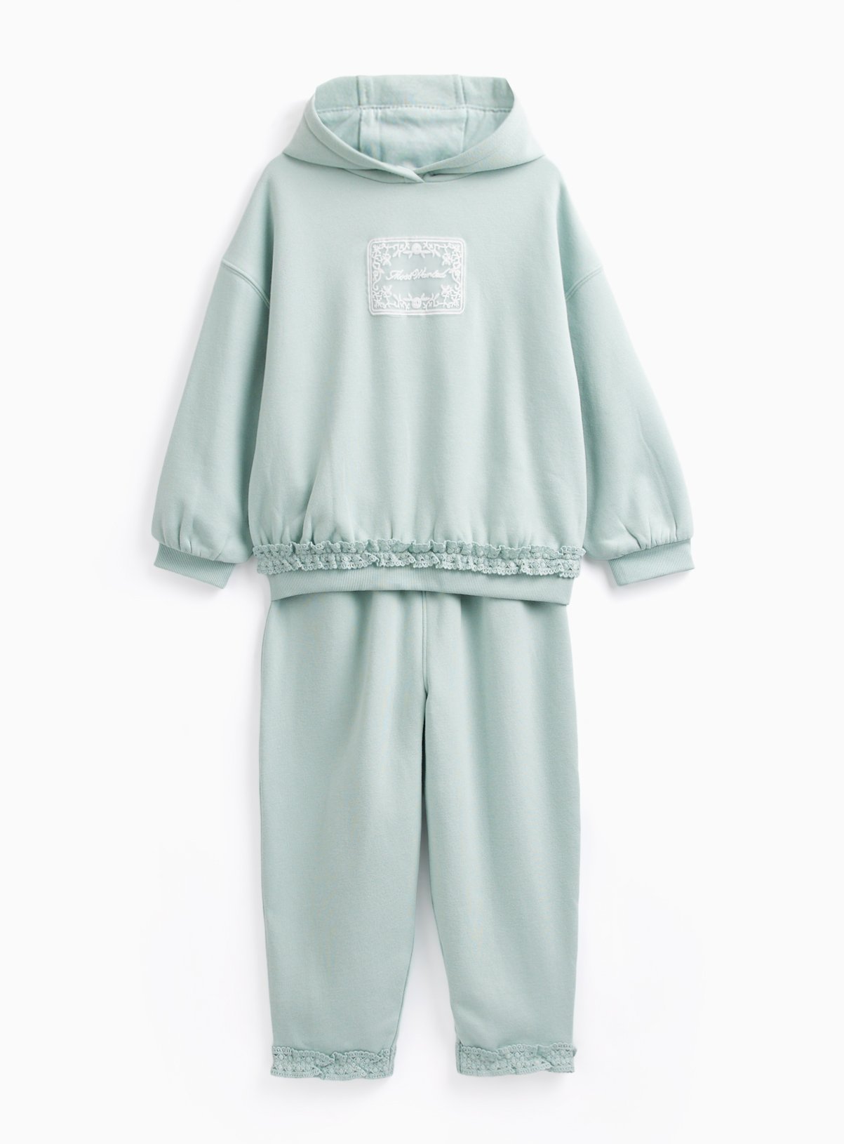 Green Lace Frill Jogger Set 6-7 years - Image 1 thumbnail