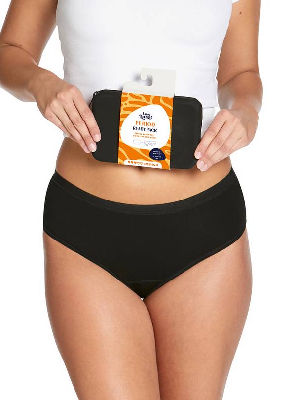 LOVE LUNA Ladies 2 Pair Pack Period Midi Ready Pack 12-14