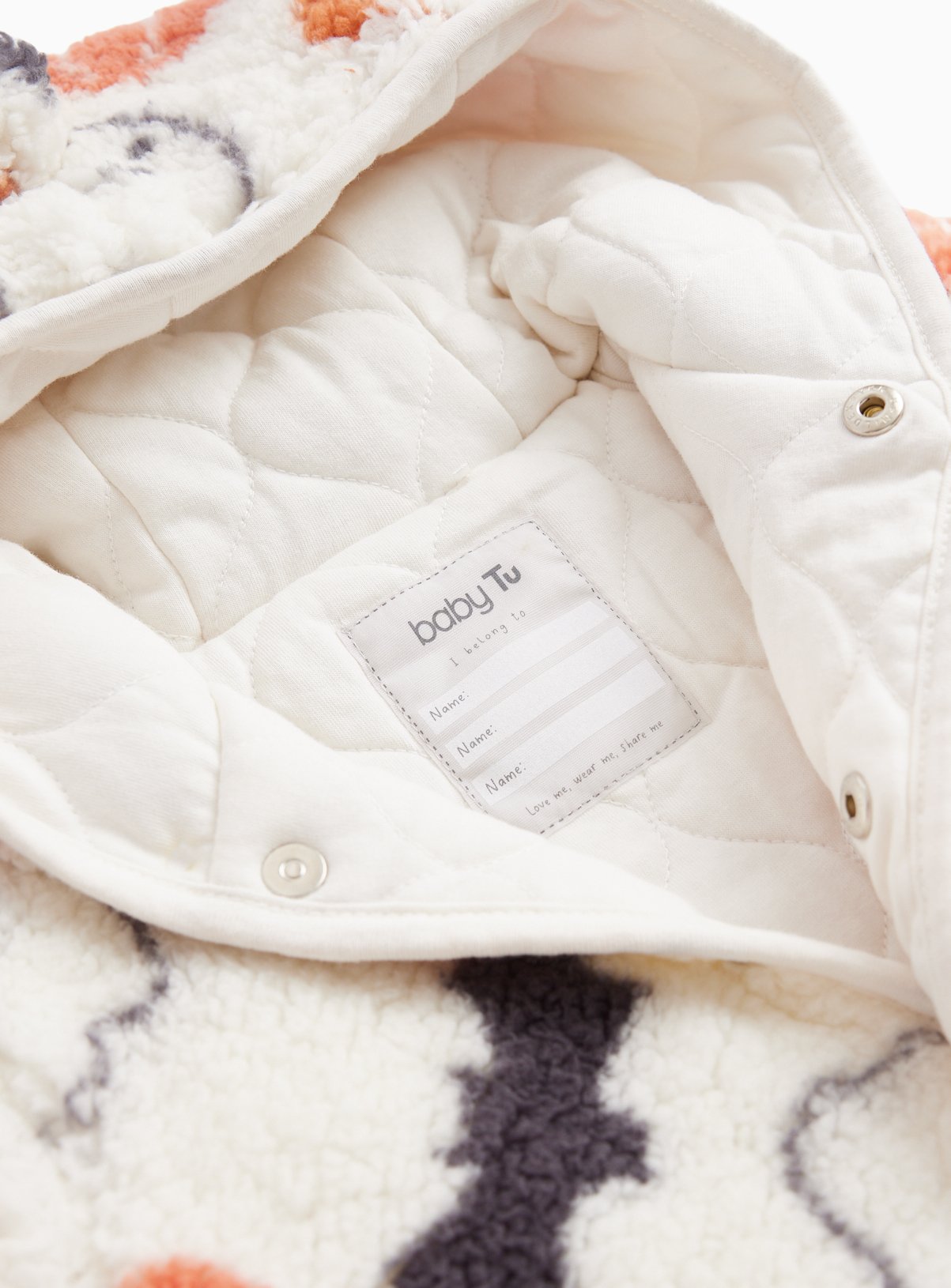 Cream Halloween Print Borg Hoodie 18-24 months - Image 3 thumbnail