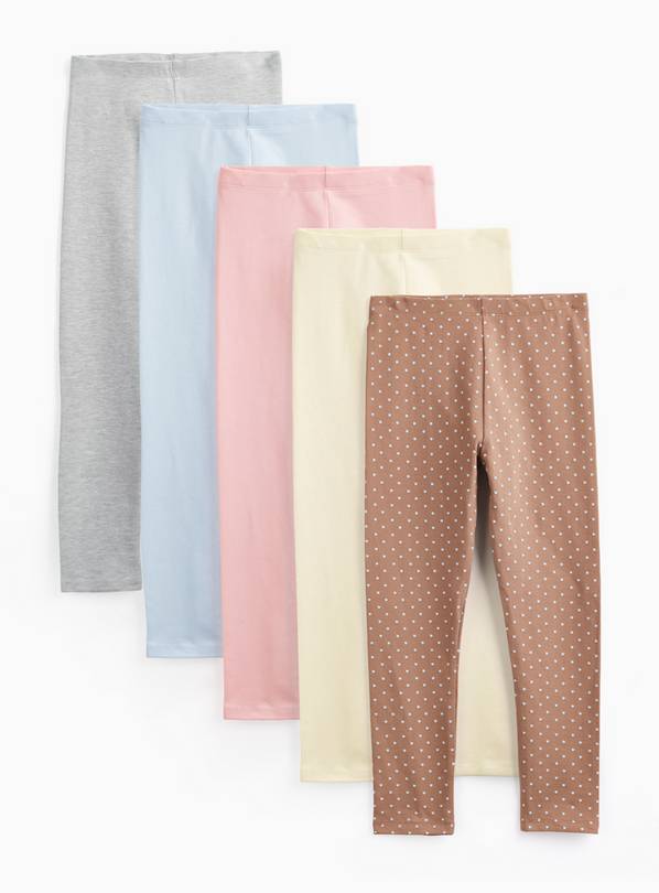 Pastel Shades Leggings 5 Pack 6-7 years