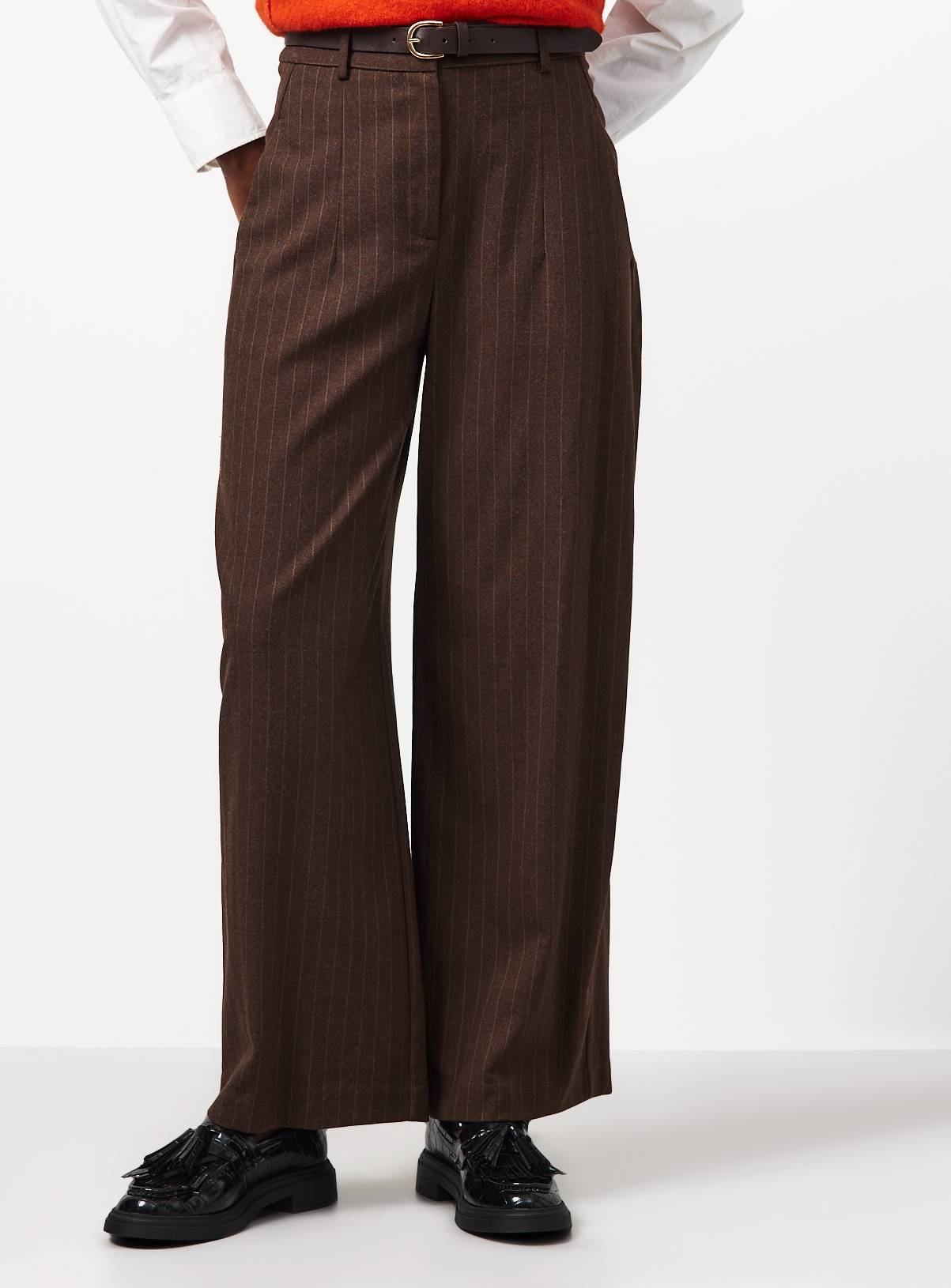 Brown Pinstripe Barrel Trousers 16L - Image 1