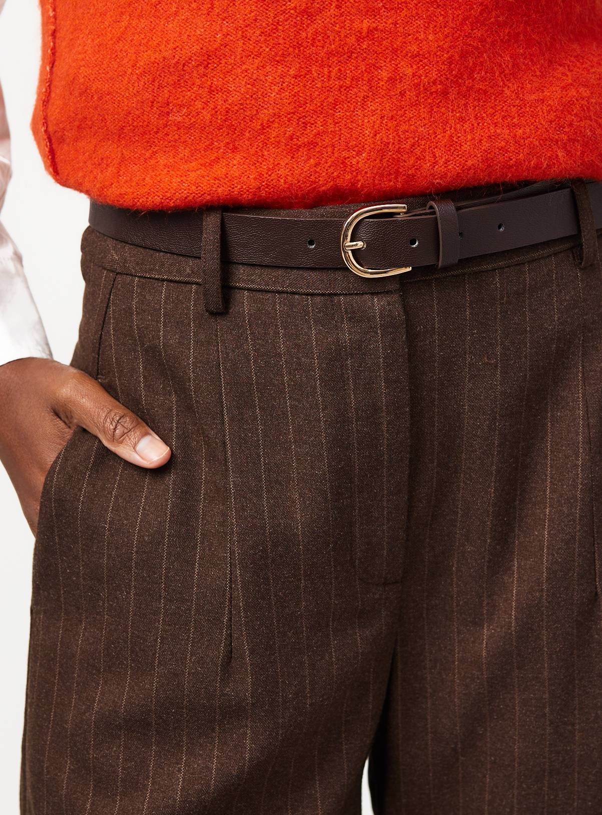Brown Pinstripe Barrel Trousers 16L - Image 3
