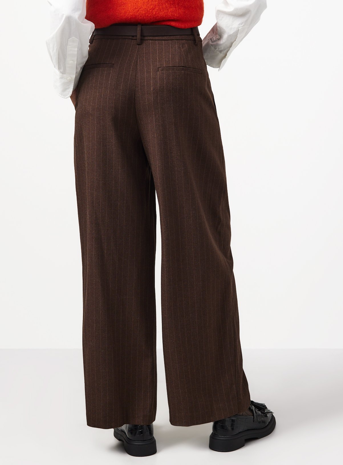 Brown Pinstripe Barrel Trousers 16L - Image 4 thumbnail