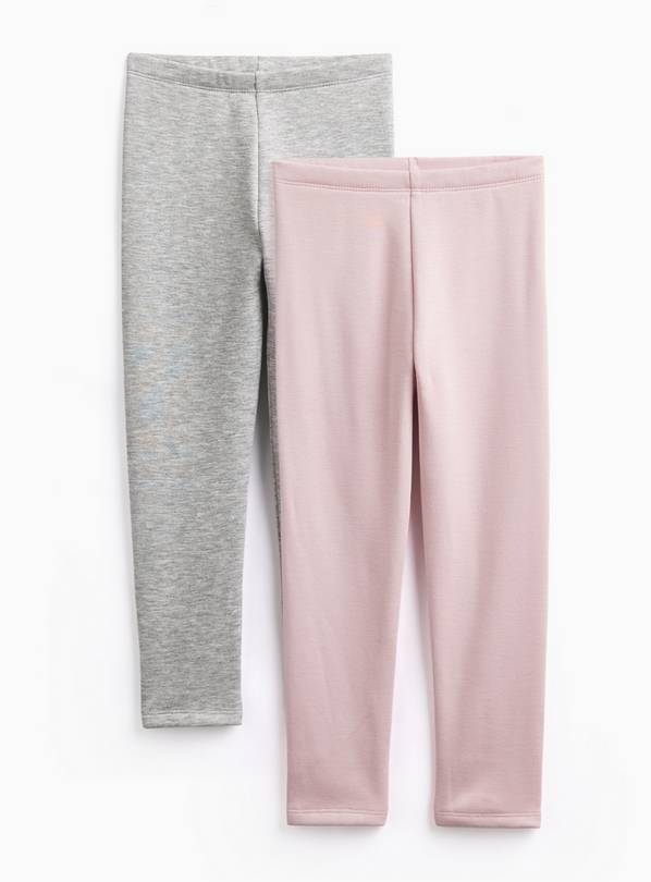 Pink & Chocolate Brown 2 Pack Fleece Lined Leggings 7-8 years