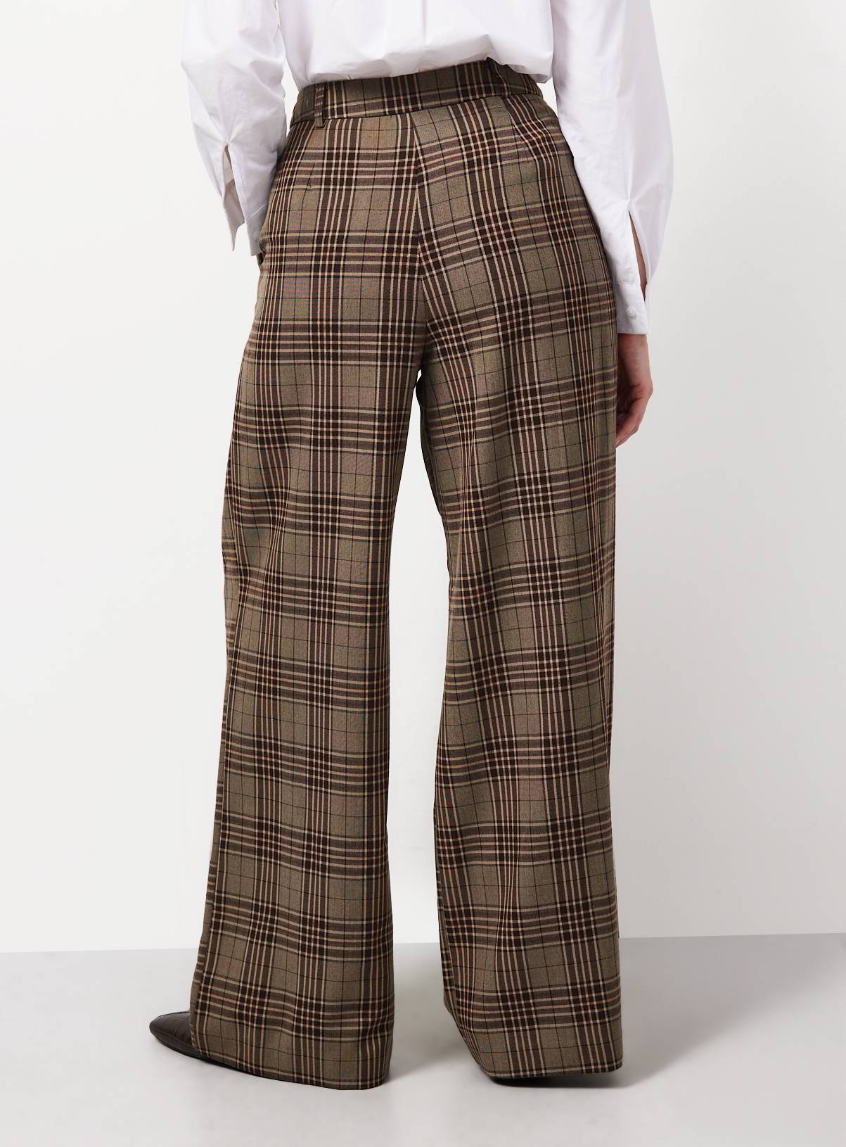 Brown Heritage Check Wide Leg Trousers 16S - Image 3