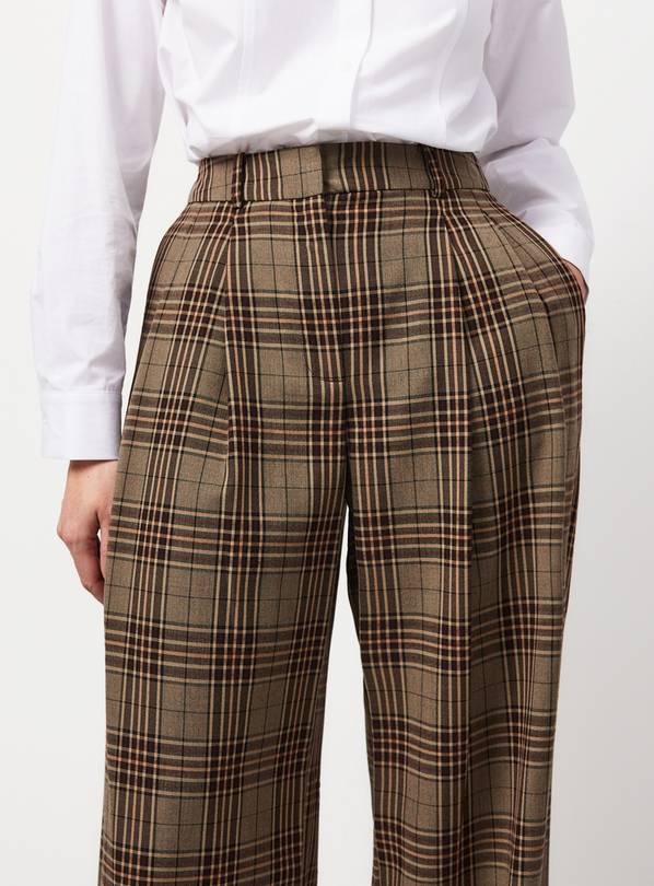 Brown Heritage Check Wide Leg Trousers 18L
