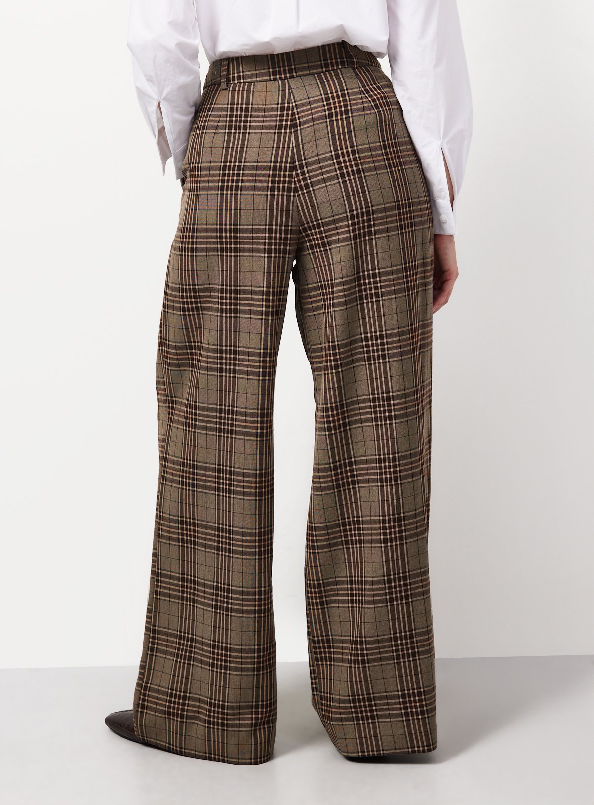 Brown Heritage Check Wide Leg Trousers 12L - Image 3 thumbnail