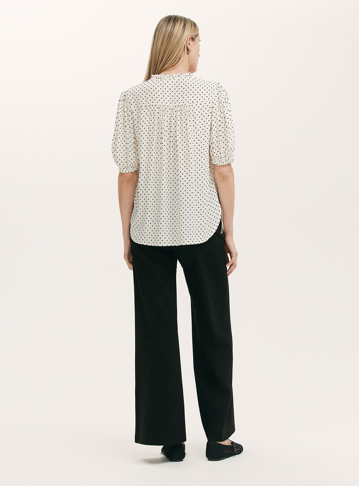 FINERY Macie Blouse Ivory Polka Dot 8 - Image 4 thumbnail