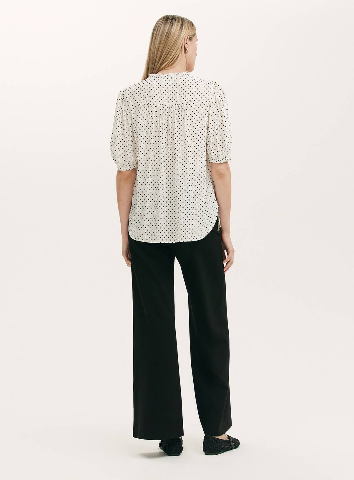 FINERY Macie Blouse Ivory Polka Dot 8 - Image 4