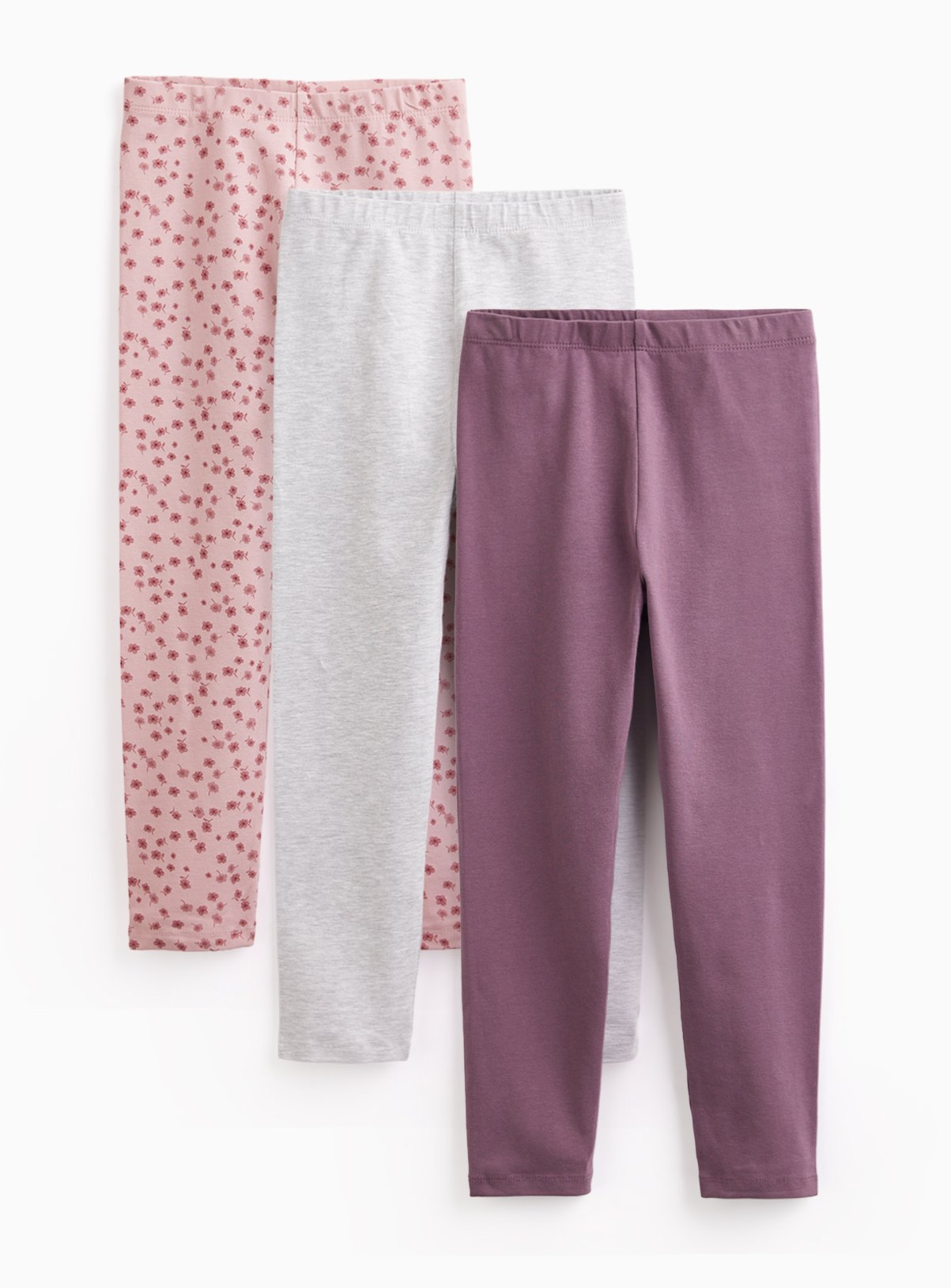 Pink Floral Print Leggings 3 Pack 7-8 years - Image 1 thumbnail