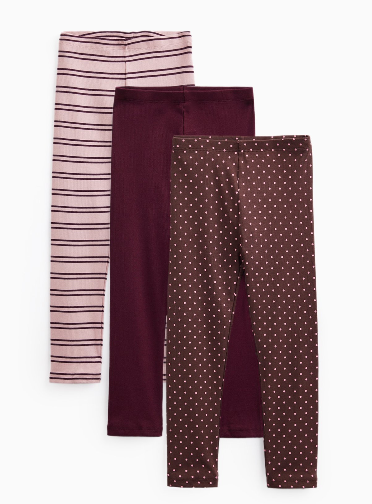 Pink Prints Ribbed Leggings 3 Pack 1-2 years - Image 1 thumbnail