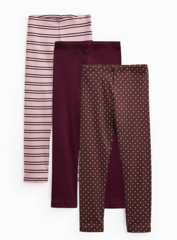 Pink Prints Ribbed Leggings 3 Pack 7-8 years