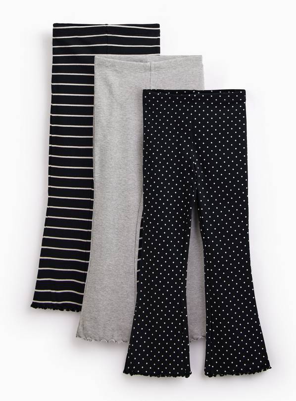 Mono Stripe and Polka Dot Ribbed Kickflares 3 Pack 5-6 years