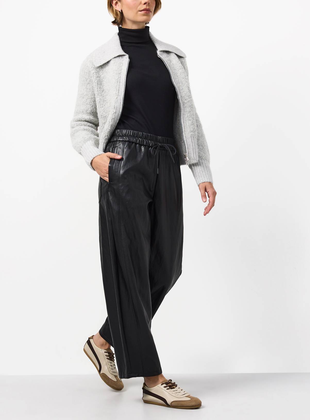 Black Relaxed Barrel Pull On Pu Trousers 6 - Image 2