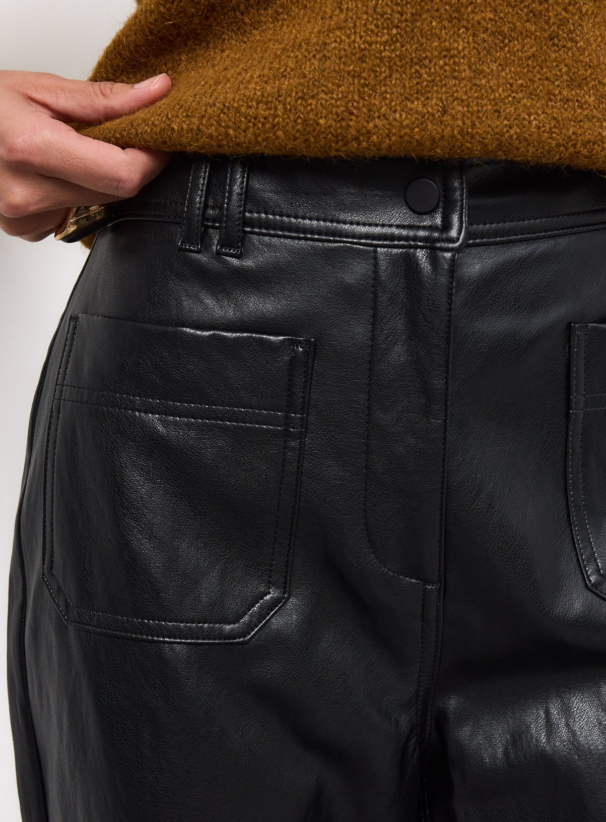 Black Flared Pu Patch Pocket Trousers 14 - Image 3 thumbnail