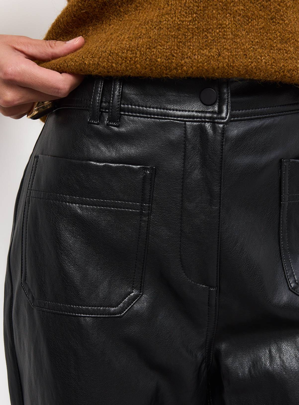 Black Flared Pu Patch Pocket Trousers 14 - Image 3